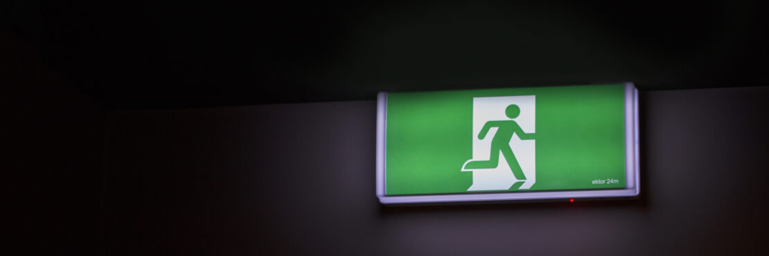Image by Braden Hopkins. A fire exit sign